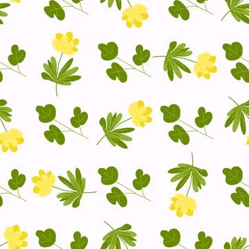 Seamless pattern of spring flowers and plants Illustrazione stock