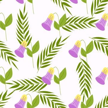 Seamless pattern of spring flowers and plants Stock Illustration