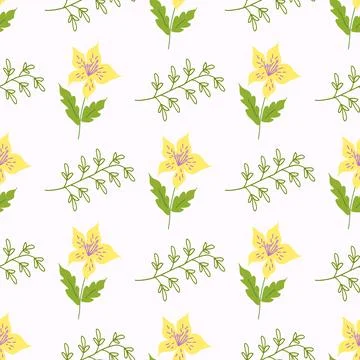 Seamless pattern of spring flowers and plants Stock Illustration