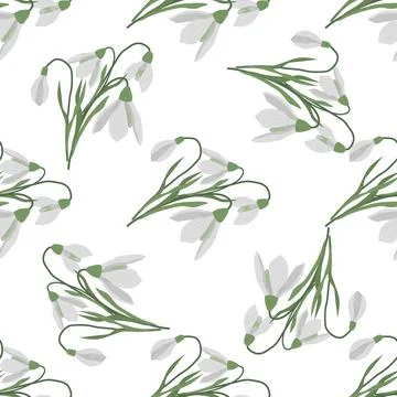 Seamless pattern with spring flowers and snowdrops Stock Illustration