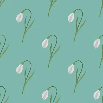 Seamless pattern with spring flowers and snowdrops Stock Illustration
