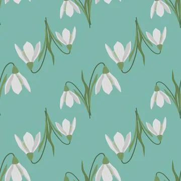 Seamless pattern with spring flowers and snowdrops Stock Illustration
