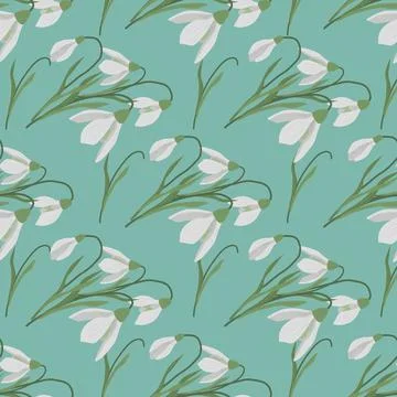 Seamless pattern with spring flowers and snowdrops Stock-Illustration