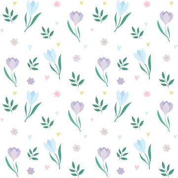 Seamless pattern with spring flowers and snowdrops Illustrazione stock