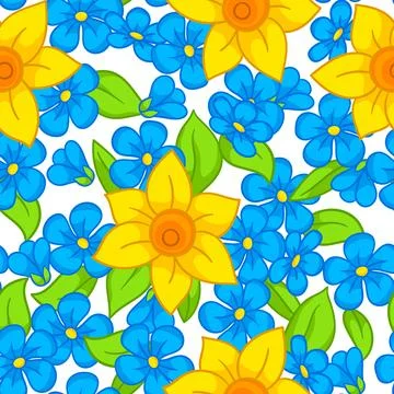 Seamless pattern with spring flowers. Beautiful decorative bouquet of blooming Illustrazione stock