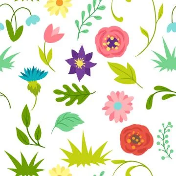 Seamless pattern with spring flowers. Stockillustratie