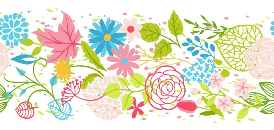 Seamless pattern with spring flowers. Illustrazione stock