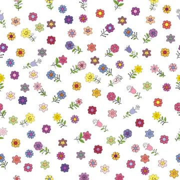Seamless pattern with spring flowers. Isolated object on a white background. Illustrazione stock