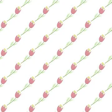 Seamless pattern with spring flowers, tulips. Vector illustration perfect for Illustrazione stock