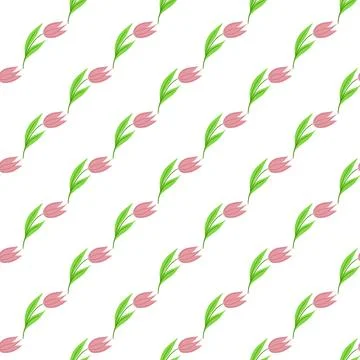 Seamless pattern with spring flowers, tulips. Vector illustration perfect for イラスト素材
