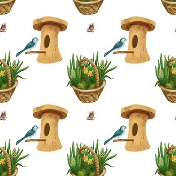 Seamless pattern spring flowers for your design Stock Illustration