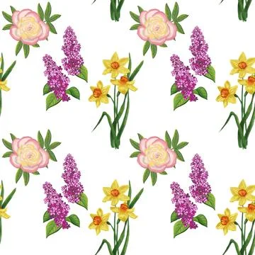 Seamless pattern spring flowers for your design Stock Illustration