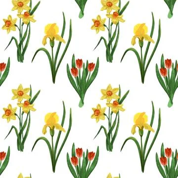 Seamless pattern spring flowers for your design Stock Illustration