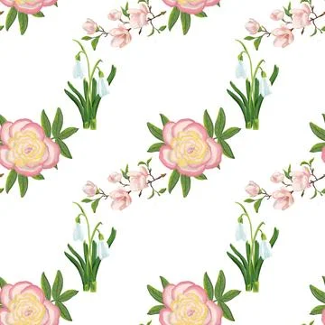 Seamless pattern spring flowers for your design Stock Illustration
