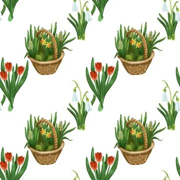 Seamless pattern spring flowers for your design Stock Illustration