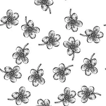 Seamless pattern spring forget me not sketch hand drawn イラスト素材