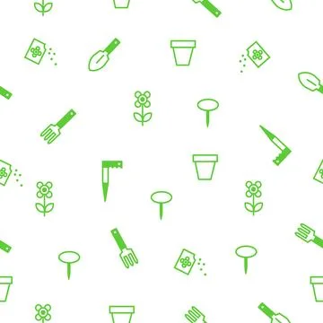 Seamless pattern. Spring gardening tools for planting. Illustrazione stock
