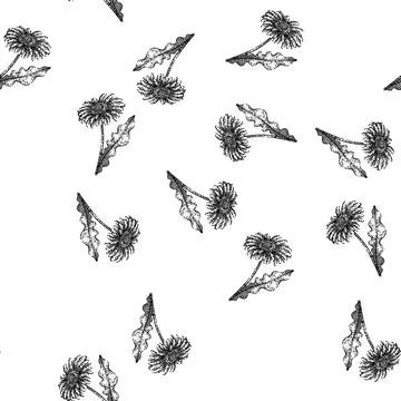 Seamless pattern spring gerbera daisy sketch hand drawn Stock Illustration