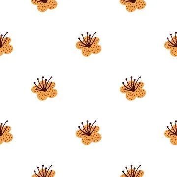 Seamless pattern spring plants on white background. Vector floral template in 스톡 일러스트