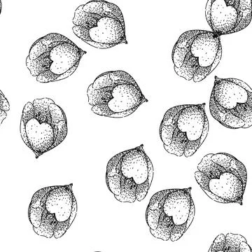 Seamless pattern spring sakura sketch hand drawn Stock Illustration
