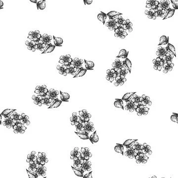 Seamless pattern spring violet sketch hand drawn 스톡 일러스트
