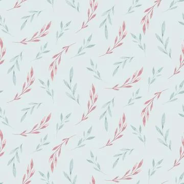 Seamless pattern with spring willow flowers and leaves. Easter Hand drawn Stock Illustration