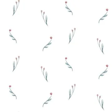 Seamless pattern with spring willow flowers and leaves. Easter Hand drawn Stock Illustration