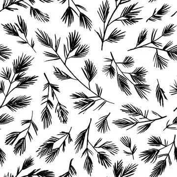 Seamless pattern with spruce and pine tree branch Stock Illustration
