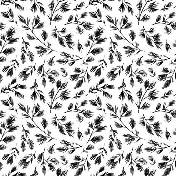 Seamless pattern with spruce and pine tree branch Stock Illustration