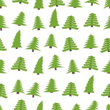 Seamless pattern with spruces on white background Stock Illustration