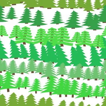 Seamless pattern with spruces on white background Illustrazione stock
