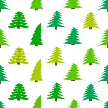 Seamless pattern with spruces on white background Stock Illustration