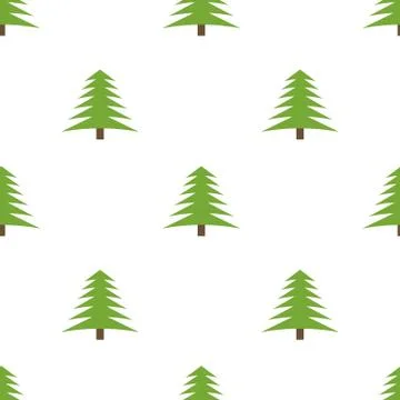 Seamless pattern with spruces on white background Illustrazione stock