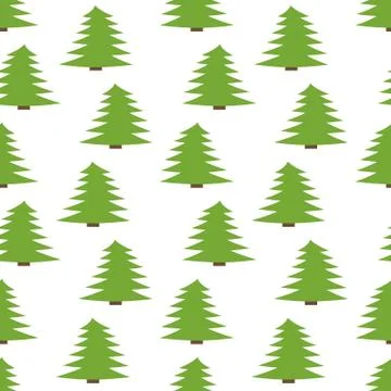 Seamless pattern with spruces on white background Stock Illustration