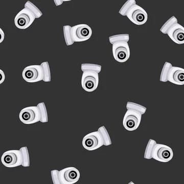 Seamless pattern spy security camera cctv cartoon vector Illustrazione stock