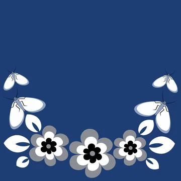 Seamless pattern on a square background - flowers and butterflies, a frame in Stock-Illustration