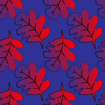 Seamless pattern on a square background - oak leaves - abstraction, surreal.  Stock Illustration
