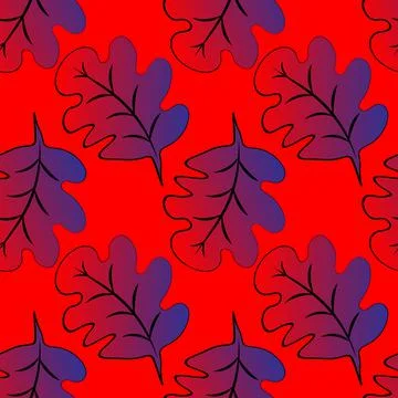 Seamless pattern on a square background - oak leaves - abstraction, surreal.  Stock Illustration