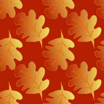 Seamless pattern on a square background - oak leaves - abstraction, surreal.  Stock Illustration