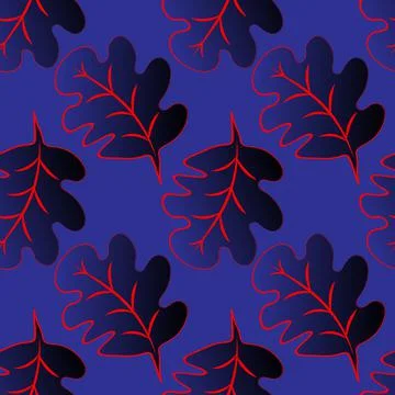 Seamless pattern on a square background - oak leaves - abstraction, surreal.  Illustrazione stock