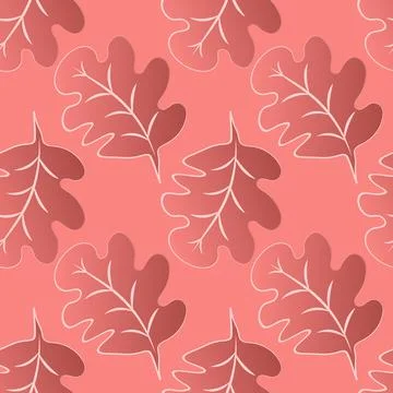 Seamless pattern on a square background - oak leaves - abstraction, surreal.  Stock Illustration