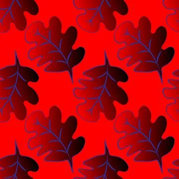 Seamless pattern on a square background - oak leaves - abstraction, surreal.  イラスト素材