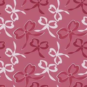 A seamless pattern on a square background is a ribbon bow 库存插图