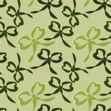 A seamless pattern on a square background is a ribbon bow Stock Illustration