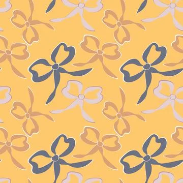 A seamless pattern on a square background is a ribbon bow 库存插图