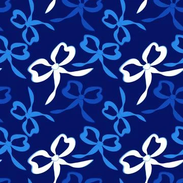 A seamless pattern on a square background is a ribbon bow Stock Illustration