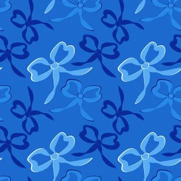A seamless pattern on a square background is a ribbon bow 库存插图