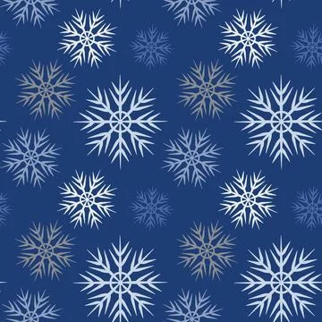A seamless pattern on a square background is snowflakes. Design element Stock Illustration