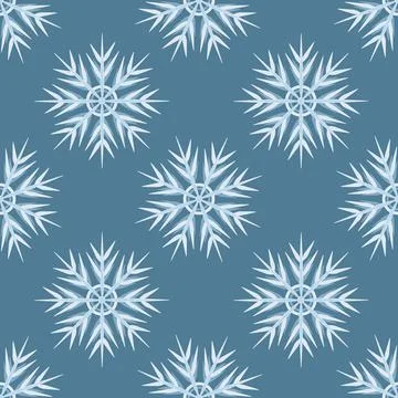 A seamless pattern on a square background is snowflakes. Design element Stock Illustration