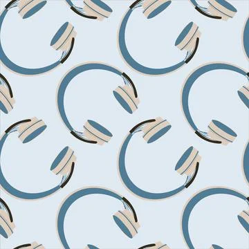 Seamless pattern on a square background, square, tile - Headphones. Wallpaper Stock Illustration